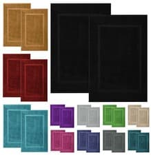 Image of 2x Luxury Cotton Bath Mats Terry Towelling 1000GSM Bathroom Rugs Soft Absorbent