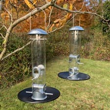 Image of Heavy Duty Aluminium Bird Seed Feeder with Seed Catcher Tray (Set of 2)