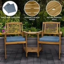 Image of Wooden Companion Love Seat Cushions Garden Chairs Table Corner Bench Jack & Jill