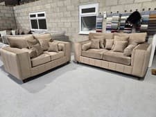 Image of Luxury | Layla 3+2 Seater Sofa | Mink Velvet | High Back Cushions