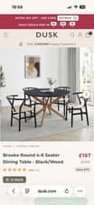 Image of Dusk Brooke Round Dining Table, 4-6 Seater, Wood/Black