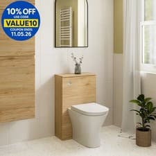 Image of 500mm Bathroom Back To Wall BTW Toilet Soft Close Furniture Unit D Shape Pan Oak