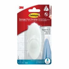 Image of Command Towel Hook with Water Resistant Strip Large Frosted Clear 1HK+1S Bath17