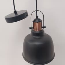 Image of Refined Lighting Single Light Matt Black + Copper Detail Ceiling Pendant Light