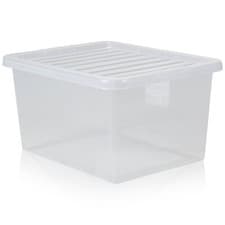 Image of Wham Storage Set of 2-37 Litre Crystal Plastic Storage Boxes with Lids SE UK