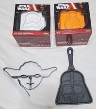 Image of Star Wars Disney Darth Vader Cast Iron, Yoda Mold, Stormtrooper Sandwich Maker +