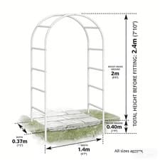Image of 2.4M Garden Arch Trellis Arched Metal Tubular Frame Climbing Plant Archway White