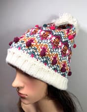 Image of Accessorize Bobble Hat Beanie Multi Fair Isle Knit Headwear Adults One Size BNWT