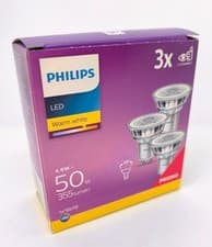 Image of Philips GU10 LED 4.6W = 50W Warm White 3 Pack A+ Non-Dimmable Brand New UK Fast