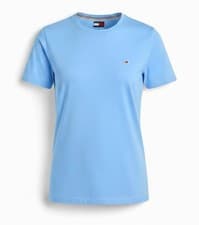 Image of Tommy Jeans women's blue t shirt TJW soft jersey tee shirt DW06901 blue crush