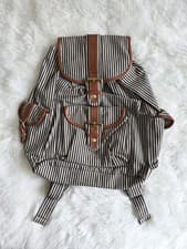 Image of Accessorize Women’s Black & Cream Striped Backpack New BNWT
