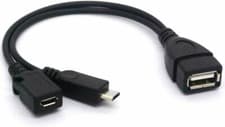 Image of Micro USB OTG Cable 20cm with Power Female USB A to Micro Male Splitter