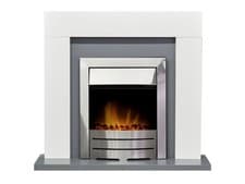 Image of Adam Dakota Fireplace Pure White & Grey + Colorado Electric Fire Brushed Steel,