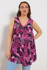Image of Yours Curve Women's Plus Size Tropical Pleat Front Vest Top