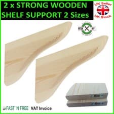 Image of 2 x WOODEN Shelf Supports BRACKETS 20mm Pine 2 Sizes 165x95mm or 215x120mm