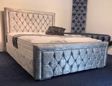 Image of Modern Luxury Crushed Velvet Bed Single Double King + Mattress FREE P&P