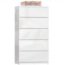 Image of HOMCOM Bedroom Chest of Drawers, 5 Drawers Dresser, Drawer Unit, White