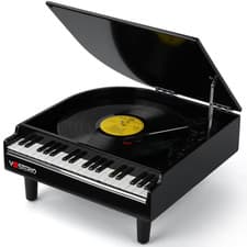Image of VOSTERIO Bluetooth Record Player with Built-in Speakers, Modern 3-Speed Turntabl
