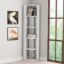 Image of Nati Corner Bookcase – 5-Tier Freestanding Shelf Unit, 161cm High, 11 Colours