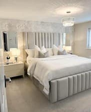 Image of Panel Plush Velvet Bed and mattress Available in All Sizes