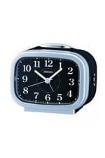 Image of Seiko Black Bedside Bell Alarm Clock with Light & Snooze 10cm QHK060A