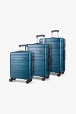 Image of ROCK Lisbon Hard Shell Suitcase with 8 wheels TR-0259-GRN set of 3 pcs