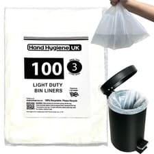Image of 3L Pedal Bin Liners 100 Count Extra Large 1 count (Pack of 100), White 