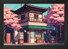 Image of pixel art store part 03 Framed Wall Art Poster Canvas Print Picture
