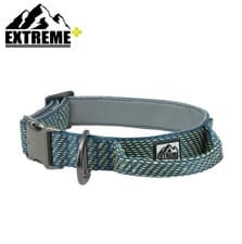 Image of Ancol Extreme + Teal Hybrid Weave Padded Dog Collar With Handle Large 46-54cms