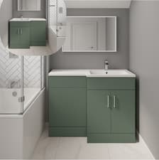 Image of Modern Calm Green Bathroom Vanity Unit with Basin & Back to Wall Toilet – LH/RH