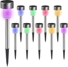 Image of Solar Powered LED Garden Lights Stainless Steel Outdoor Lawn Path Courtyard