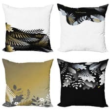 Image of Leaves Pillow cushion set of 4 Modern Botanical Floral Ornaments in Topical A...