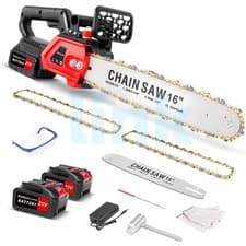 Image of 16" Electric Cordless Chainsaw Brushless Handheld Wood Saw +2 Battery & Charger