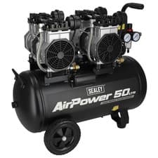 Image of Sealey 50L Low Noise Oil Free Direct Drive Air Compressor 2 x 2hp SAC5001S 