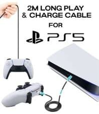 Image of Extra Long Charger Cable For PS5 PlayStation 5 Controller USB-C Charging Lead 2M