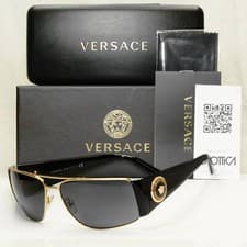 Image of Versace Sunglasses Black Gold Medusa Square Metal MOD VE 2163 1002/87