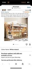Image of  High Sleeper/loft Bed With Desk And Storage 3ft 