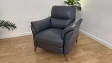 Image of DFS Falcon Leather Recliner Chair in Blue