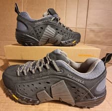 Image of Merrell Intercept Men's Leather Walking/Hiking Shoes, Smooth Black UK 9 BNWT