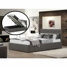 Image of OTTOMAN STORAGE GAS LIFT UP DOUBLE & KING SIZE FABRIC BED MEMORY FOAM MATTRESS