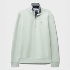 Image of Crew Clothing Mens Classic Cotton Half Zip Sweatshirt Crystal Blue