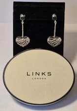 Image of Links Of London Sterling Silver Caged Heart Drop Earrings New & Boxed