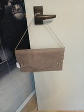 Image of BRAND NEW NO TAGS Grey Faux Suede Clutch Bag With Chain Strap By Accessorise