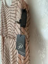 Image of Adrianna Papell - Beaded V-Neck Sheath Dress 91866700 Blush NEW WITH TAGS