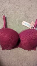 Image of 32G BOUX AVENUE UNDERWIRED PLUM EMMERLINE BALCONETTE BRA BNWOT RRP £28 SALE