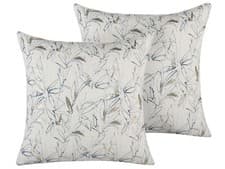 Image of Set of 2 Cushions Floral Pattern 45 x 45 cm Beige ARBOR