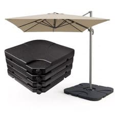 Image of Cantilever Square Parasol Base Set of 4 Fillable Heavy Garden Umbrella Weights