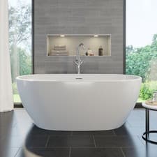 Image of Freestanding Double Ended Bath Luxury Acrylic Bathtub & Waste White 1500x730mm