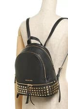 Image of NWT Michael Kors Rhea Medium MK Signature Studs Rucksack Backpack black sales