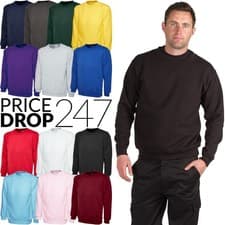 Image of Mens Classic Crew Neck Pullover Sweatshirt - SPORT CASUAL LEISURE PLAIN SWEATER